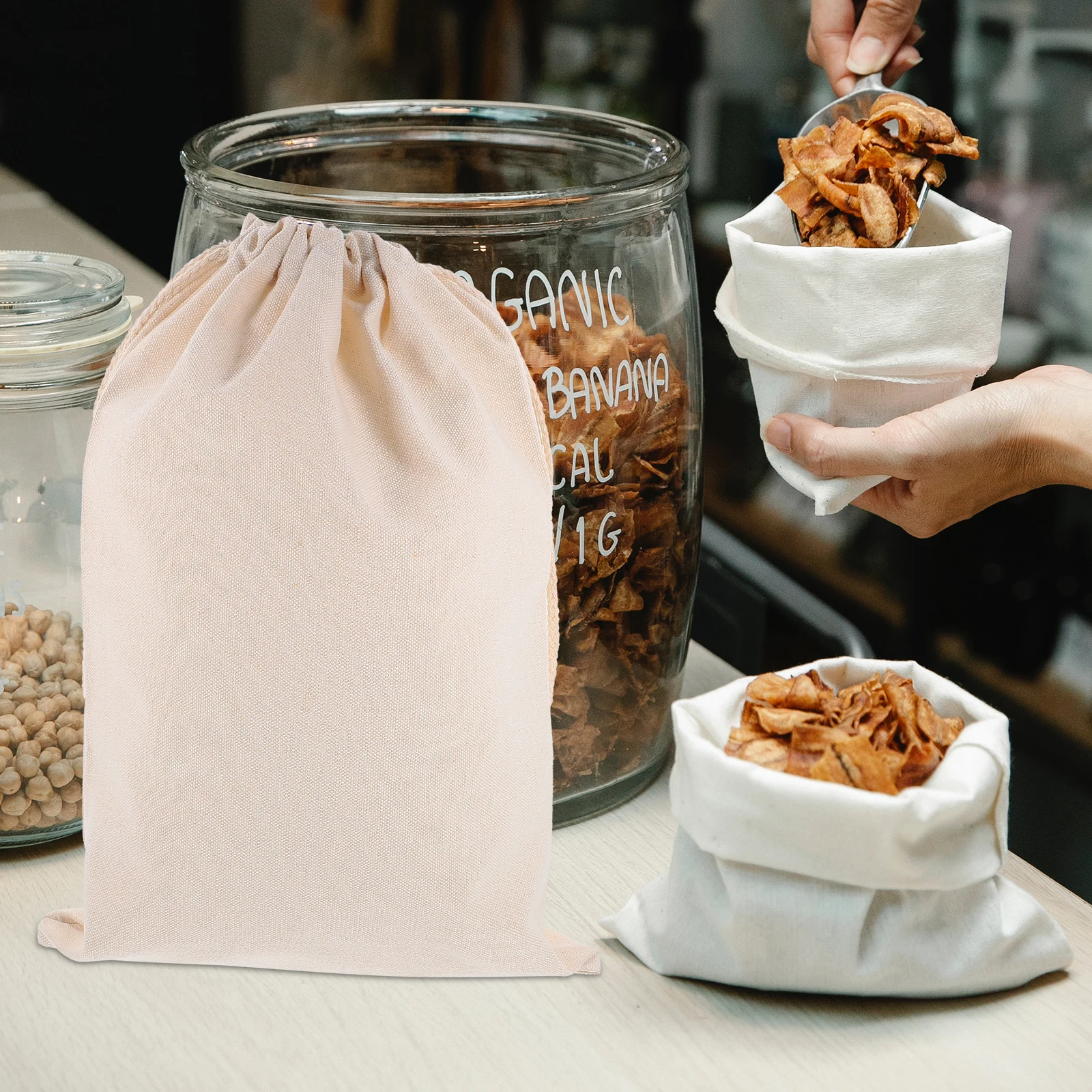 

2Pcs Canvas Potato Bag Easy Clean Freshness Keeper for Potatoes Onions Multifunction Drawstring Pouch Convenient Vegetable Bag