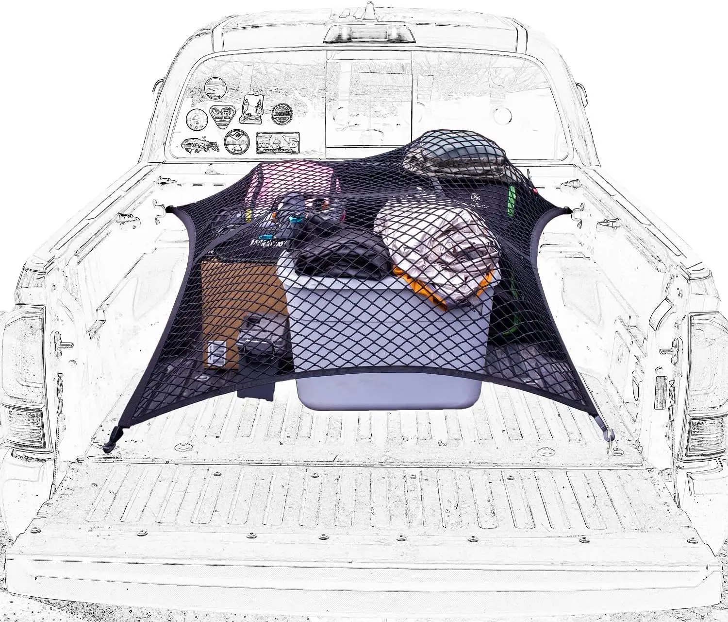 

Эластичная сетка-органайзер для грузового отсека грузовика, от 4'x4' до 7'x7', для легких грузов