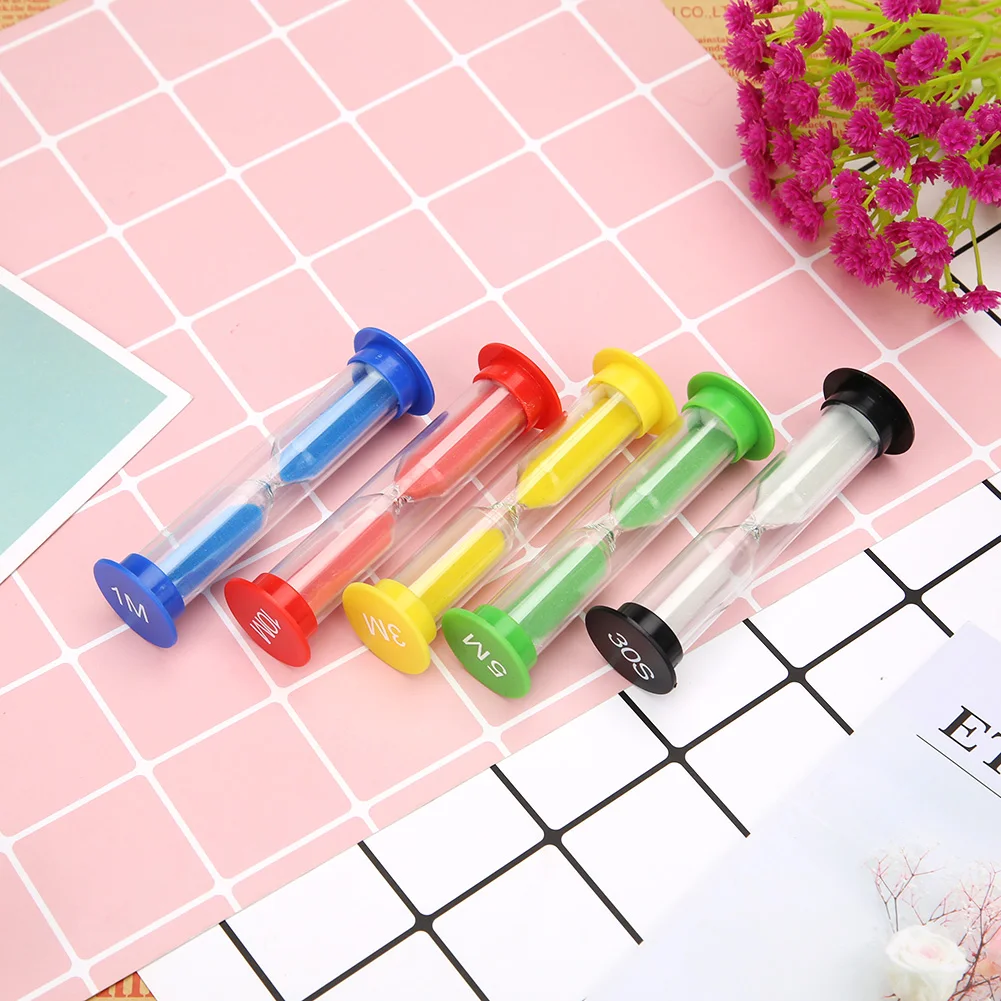 Z2 6pcs/set Creative Plastic Hourglasses Sandglass Timer Children Time Toy Gift Home Decoration 0.5/1/2/3/5/10 minutes Hourglass