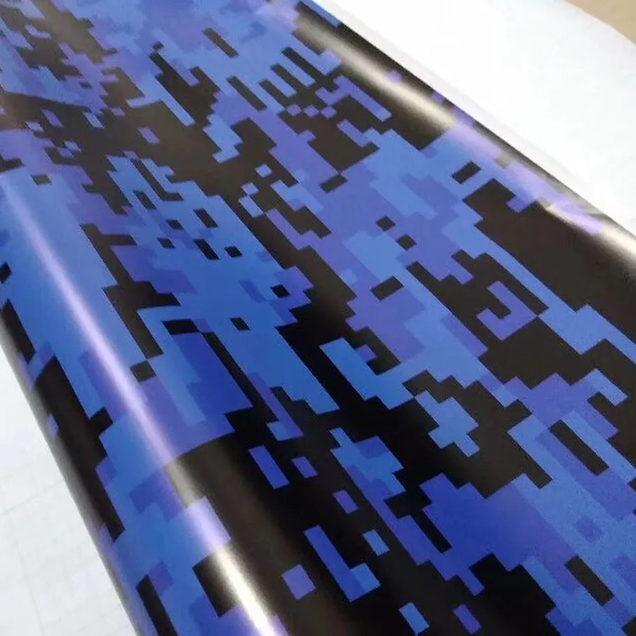 Premium Blue black Digital Camo Vinyl Film Air Bubble Free Motorcycle Car Adhesive Sticker Pixel Camouflage Vinyl Wrap Foil