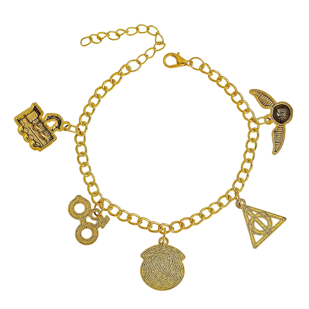 Magic Wizard Charm Bracelet, Adjustable Alloy Chain Collectible Jewelry Gift for Movie Fans - view 2