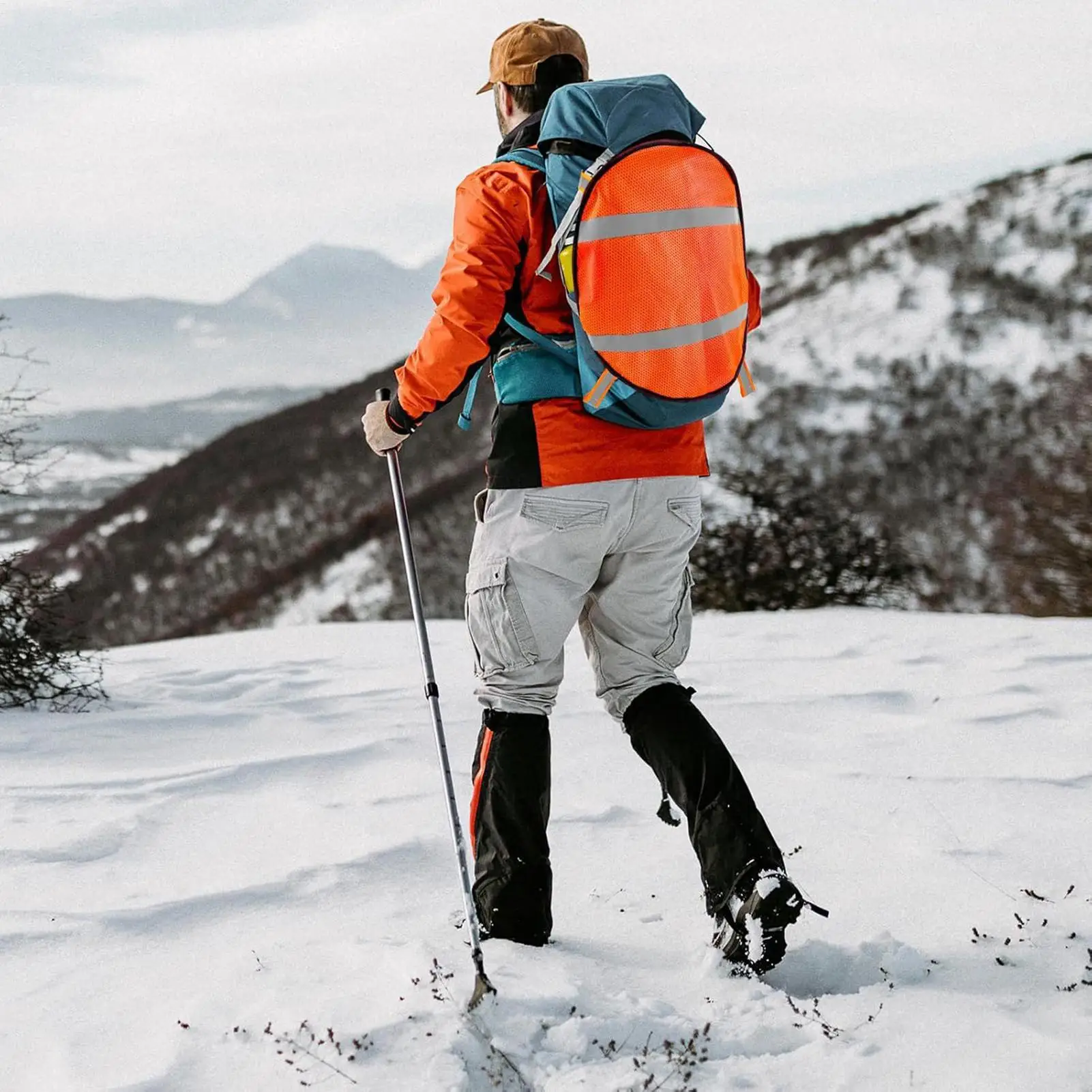 لوحات أمان برتقالية للسلامة، لوحة أمان شبكية مع شرائط عاكسة، غطاء معدات رياضية خفيف الوزن عالي الوضوح للتخييم