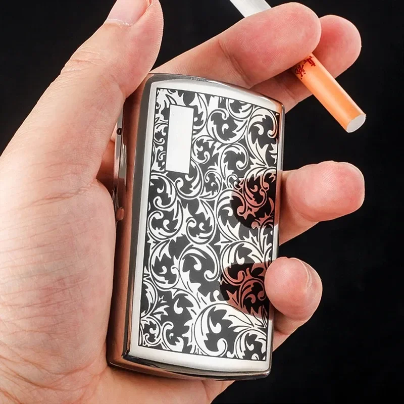 Luxury Tang Grass Cigarete Case Metal Tobacco Case Holds Portable 12 Cigarettes Stylish Men\'s Smoking Accessories