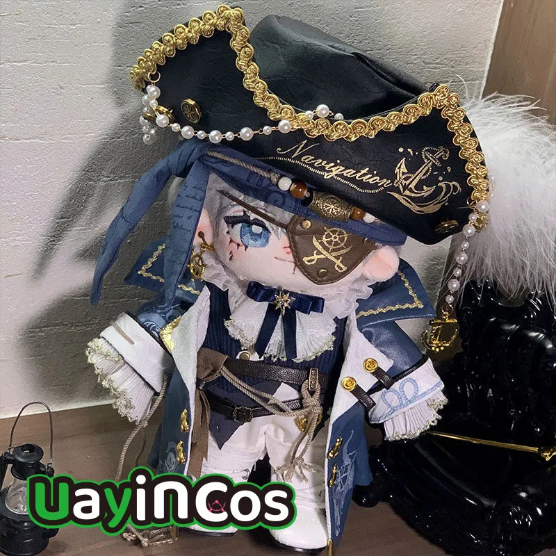 

20cm Doll Clothes Captain Pirate Western Gorgeous Shirt Pants Vest Eye Mask Belt Ear clip Coat Hat Clothing Suit Anime Game T