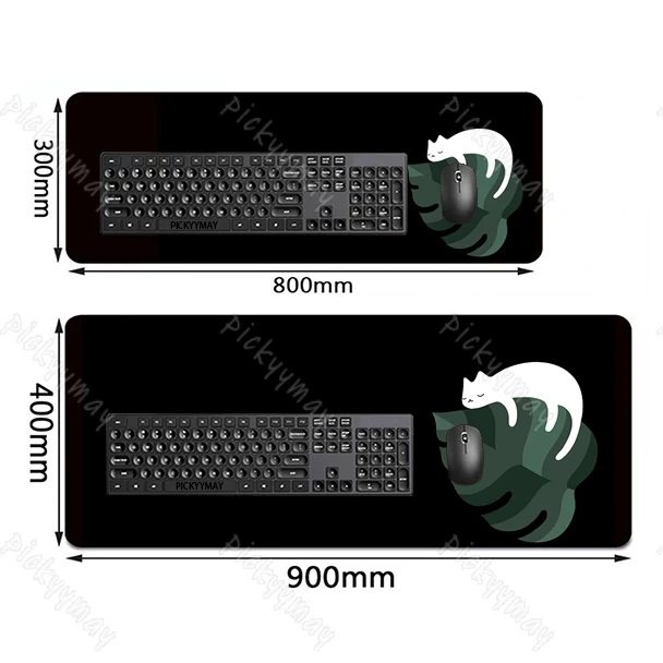 Grote Muismatten Kawaii Kat Muismat Computer Mousepad Kantoor Muis Mat 90X40Cm Bureau Pads Voor Pc Toetsenbord matten Zwart Tafel Tapijt