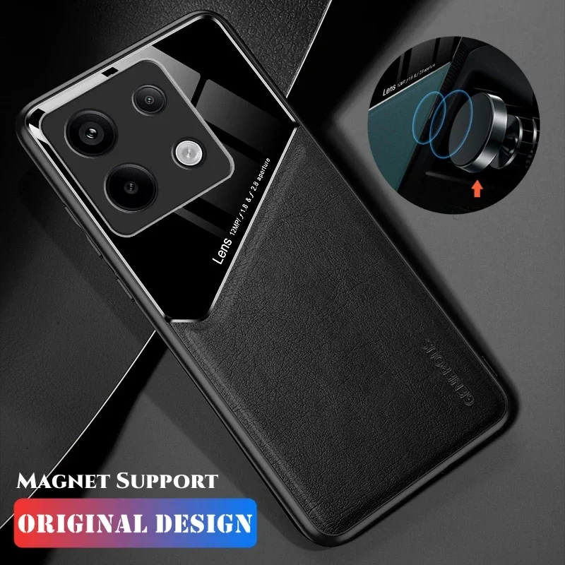 For POCO M6 Pro 4G Matte Camera Protection Shockproof Magnetic Leather Silicone Frame Back Cover Case For POCO M4 M3 M5S M5 Pro