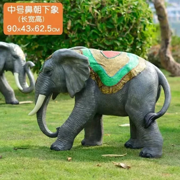 Large Garden Fiberglass Life Size Elephant Statue Outdoor Decoration