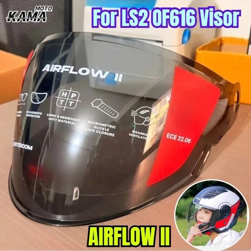 

For LS2 AIRFLOW II Half Helmet Spoiler Colorful Visors,For LS2 OF616 Helmet Lens, Open Face Motobike Helmet Color Lens