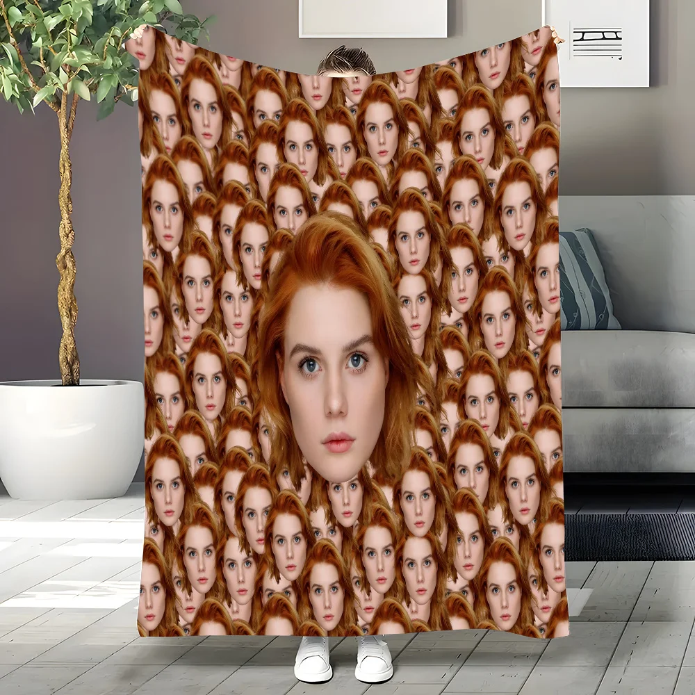 Customised photo head fleece blanket, suitable for sofas, beds, family, friends, fathers, mothers, and gifts.