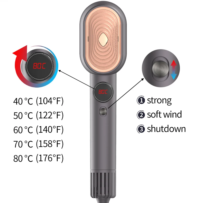 Intelligent Temperature Control High-Speed Hair Dryer Negative Ionic High Power Blow Dryer Professional for Home Salon Hotel Use