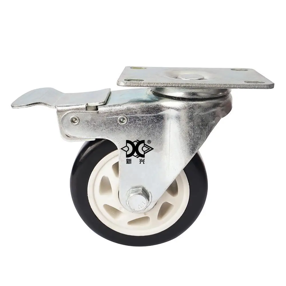 1Pc 3-inch Double Bearing Printed Pattern Universal Wheel With Brake Silent Wheel Trolley Caster Universal Wheel