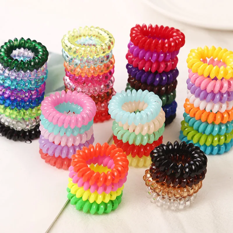 5PCS Lot 3.5cm Small Telephone Line Hair Ropes Girls Colorful Elastic Hair Bands Women Ponytail Holder Tie Gum Hair Accessories