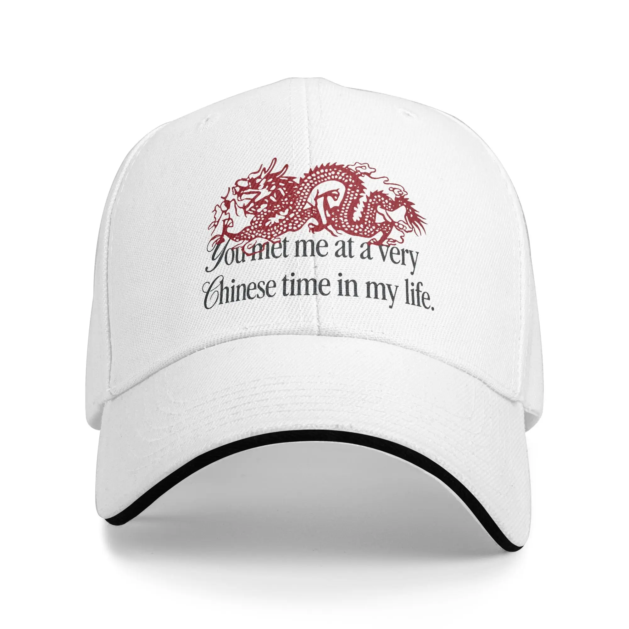 Red Dragon You Met Me At A Very Chinese Time In My Life Baseball Caps Fashion  Sandwich Hat Men Women Adjustable Headwear