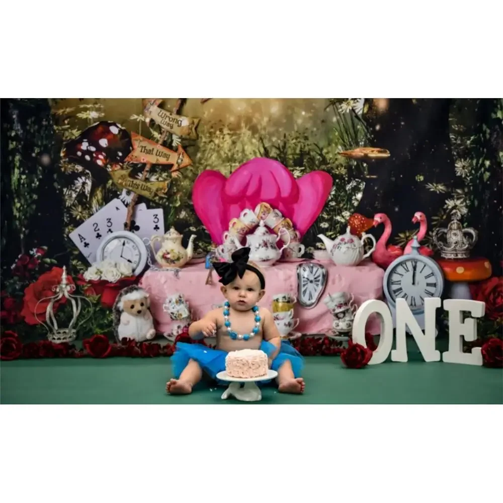 Magic Forest anak-anak latar belakang dongeng Anak baru lahir potret latar belakang fotografi kue ulang tahun pertama Smash dekorasi Studio foto