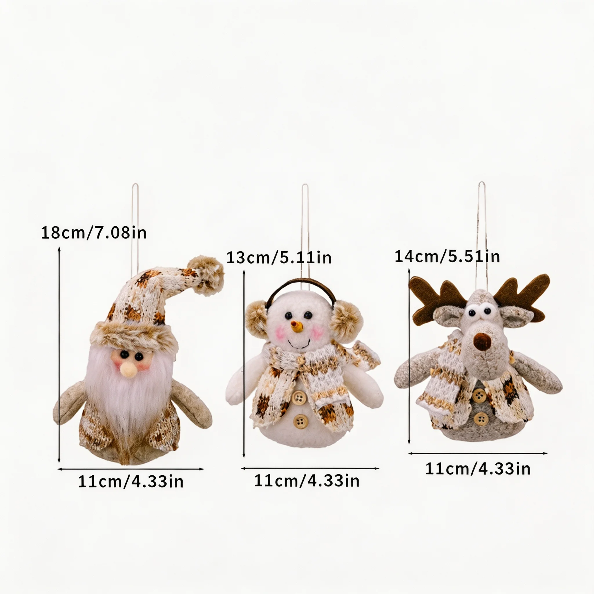 3PCS Christmas Hanging Ornaments Set Santa Snowman Reindeer Pendant, Xmas Tree Decoration Holiday Home Party Decor