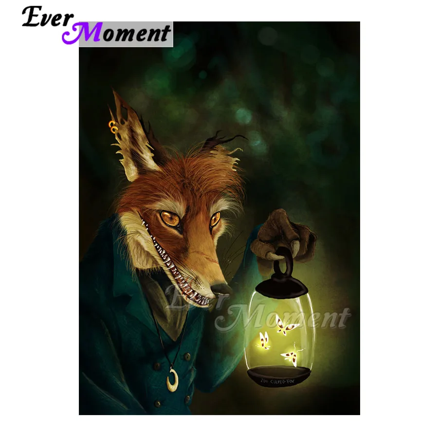 

Алмазная картина Ever Moment, ручная работа, 5D DIY, потрясающая лиса, бабочка, свет, полная квадратная дрель, мозаика, алмазная вышивка ASF1708