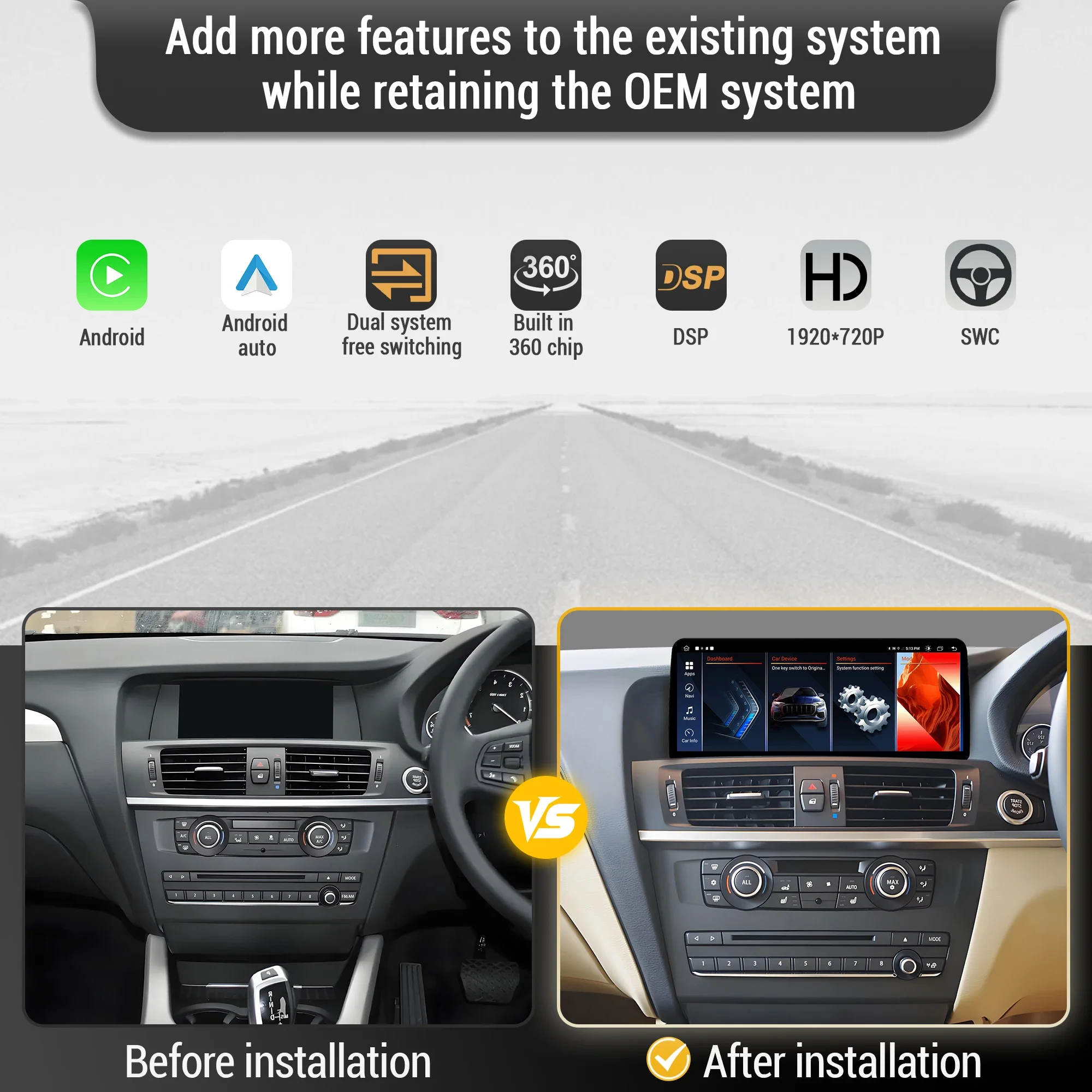 10.25 inch Right Hand Drive Android 13 For BMW X3 F25 X4 F26 2011-2017 Car Radio Wireless BT Carplay Snapdragon 680 Touch Screen