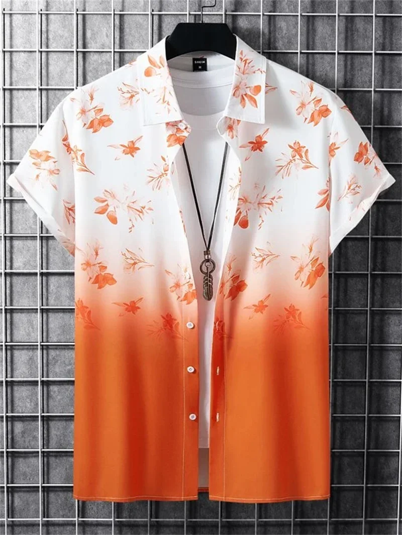 

Hawaiian Plant Style men's Shirts Summer Beach Party Short Sleeved Shirt Men's Outdoor Breathable Top Fashion Street Clothing