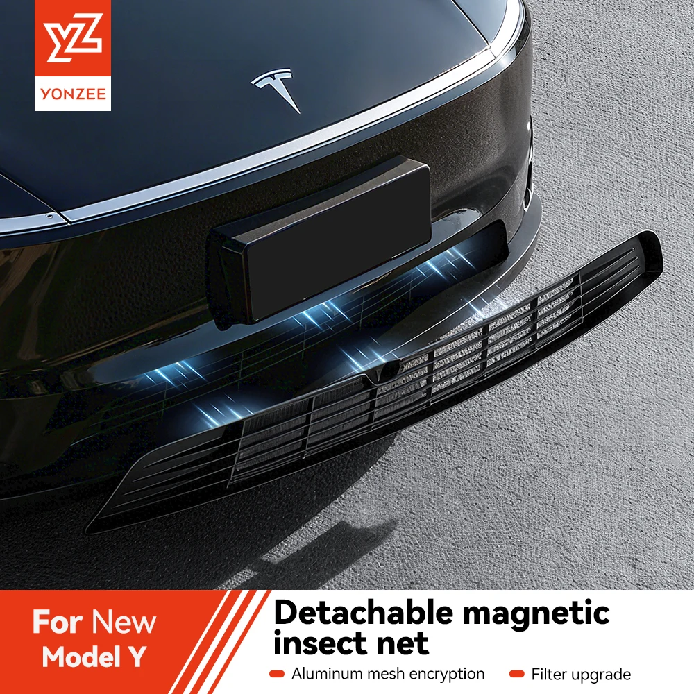 

YZ for Tesla Model Y Juniper Front Protective Grille Guard Aluminum Alloy Magnetic Grille Anti-Insect Mesh Vehicle Accessories