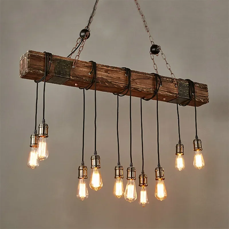 

Loft Wood Industrial Vintage Pendant Light For Restaurant Bedroom Bar Living Room Retro Wooden Hanging Lamp Lighting Suspension