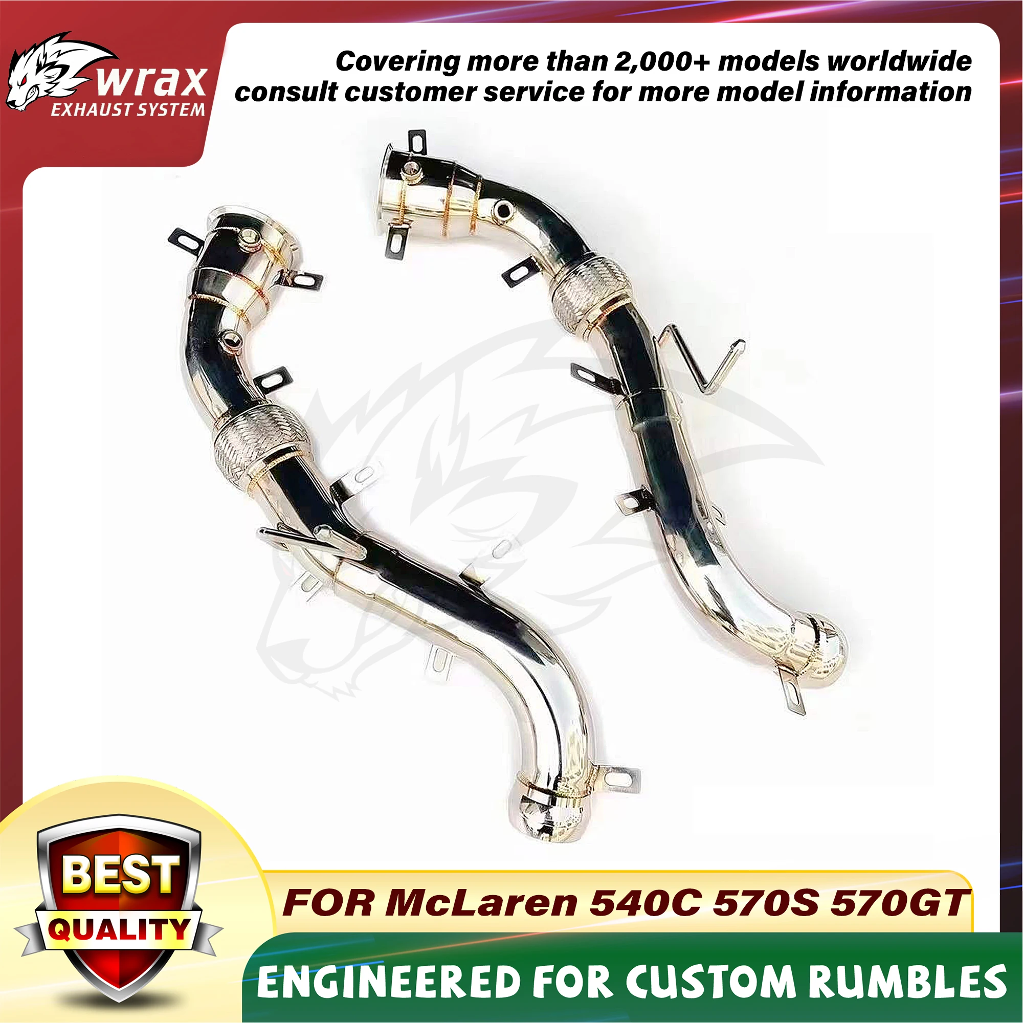 

WRAX High Flow Downpipe for McLaren 540C 570S 570GT Stainless Steel Exhaust System Plug-and-Play Easy Installation
