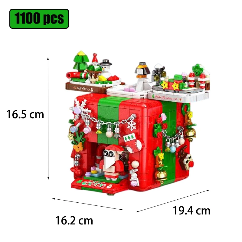 2025 Weihnachtsbausteine-Set, 1000 + PCS, Weihnachtsgeschenkbox, Weihnachtsmann-Modell, Konstruktionsspielzeug, Weihnachts-DIY-Spielzeug, Puzzleschachtel