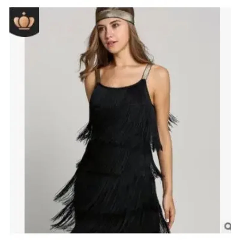 Disfraz de flapper sin mangas para mujer, traje con flecos de los años 1920, vestido latino del gran Gatsby, vestido de fiesta de halloween