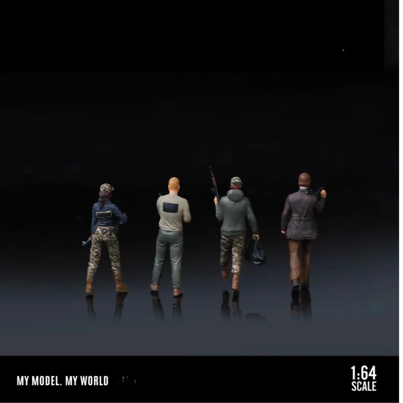 2025 ใหม่ 1/64 Scale 4Pcs เรซิ่นโมเดิร์นติดอาวุธตุ๊กตาชุด 4 ทหารฉากอุปกรณ์เสริม DIY Action Figure คอลเลกชันของขวัญของเล่น