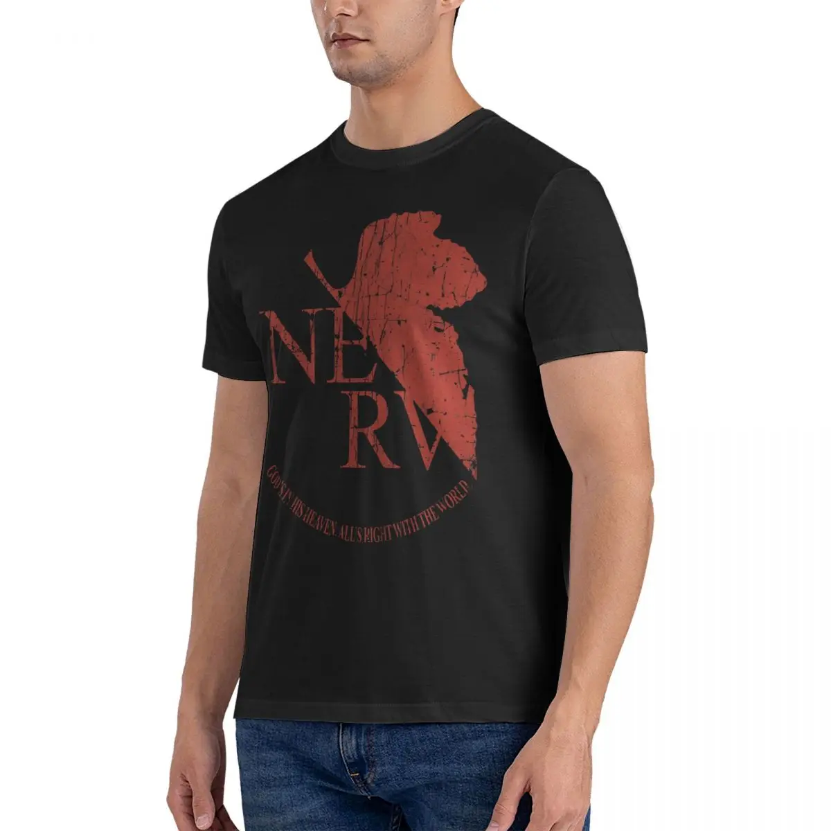 NERV T Shirts Men 100% Cotton Vintage T-Shirt Crew Neck Genesis Evangelions Tees Short Sleeve Clothing Printing