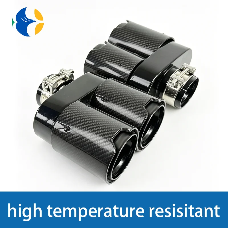 M Logo Double-out Real Carbon Fiber 304 Stainless Steel Cars Accessories Exhaust Tip For Muffler Tip 0 sold