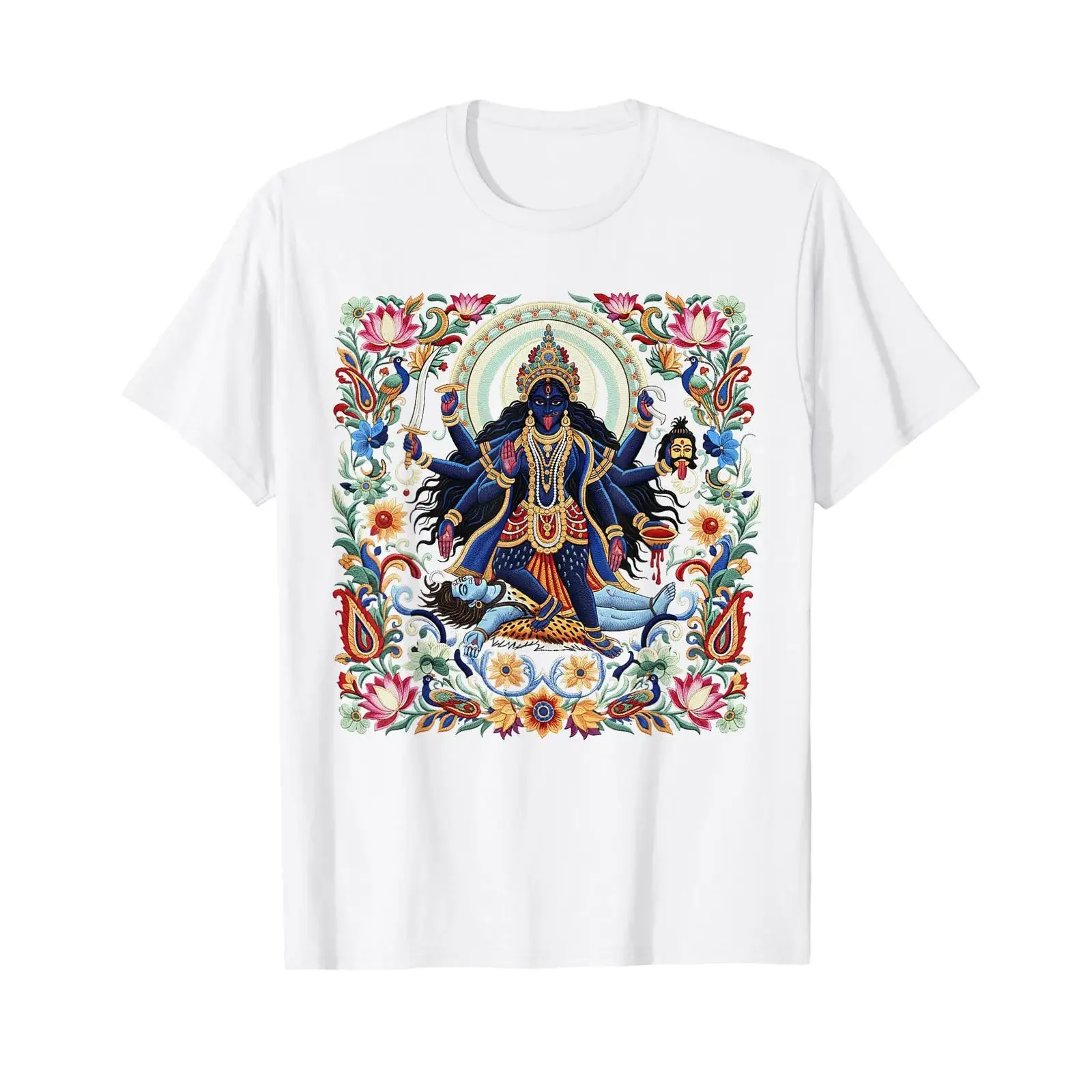 Maa Kali Mahakali Goddess Hindu Spiritual Hinduism Indian T Shirt vintage Washed Stretched homme Slightly Top For Everyday Wear
