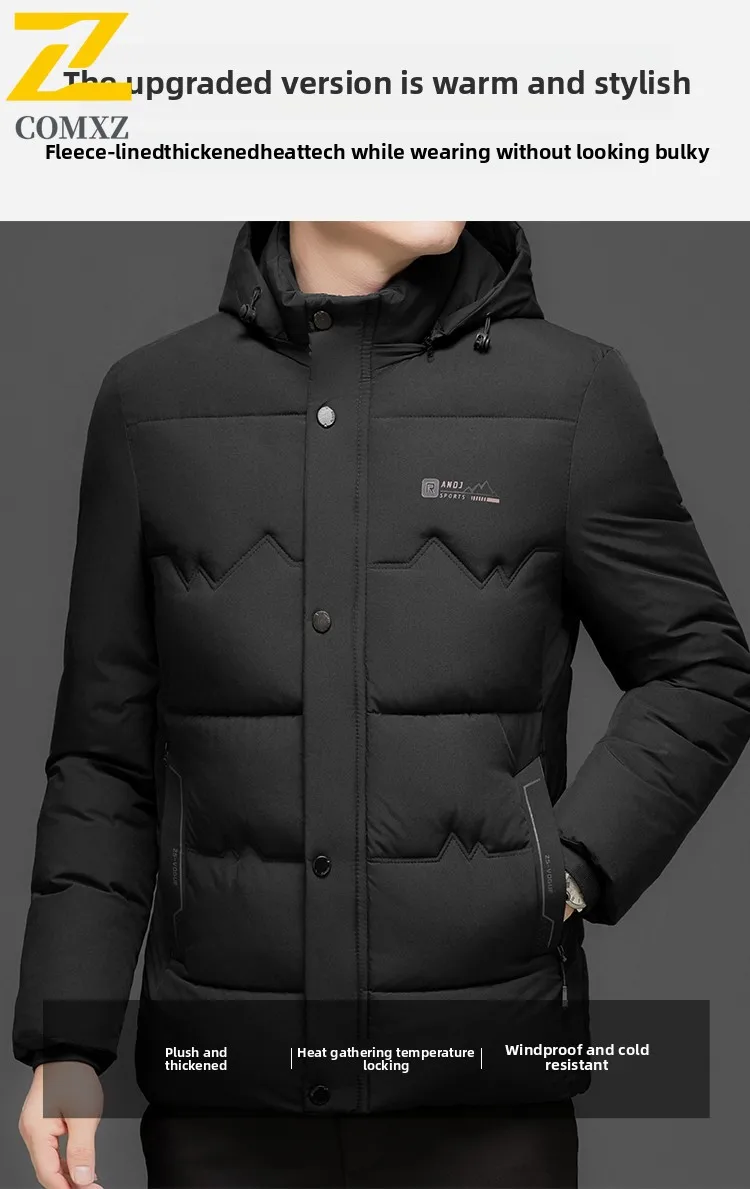 الرجال معطف القطن الخريف والشتاء 2025 الصوف سميكة العزل الدفء مقنعين سترة معطف عادية المألوف جاكيت زيبرا #2