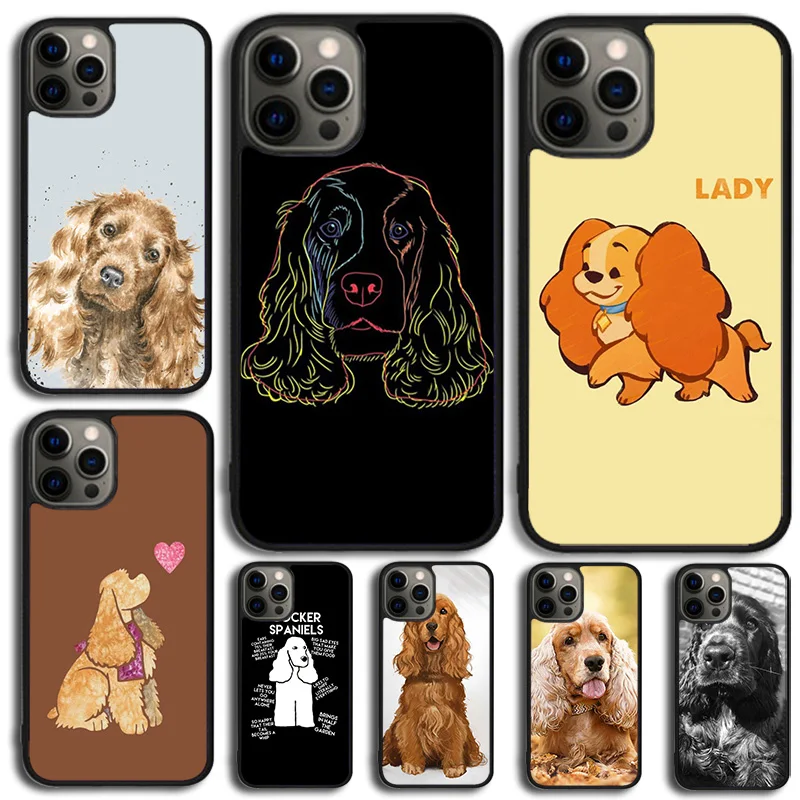 Funny Cocker Spaniel Dog Phone Case For iPhone 16 15 14 13 12 Mini 11 Pro Max Plus X XS Max XR Cover Shell coque