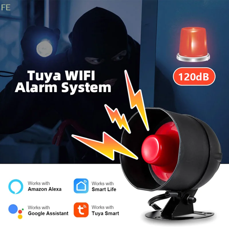 

[F] WiFi Siren Alarm System Wireless Loud Sound Alert Siren Kit Smart Life Siren Compatible For Home Security