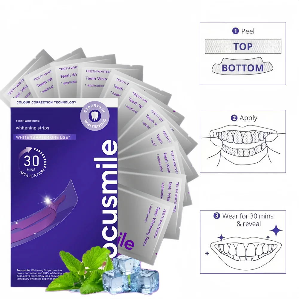 14 Pairs Purple Dental Strips V34 Teeth Whitening Strips Teeth Cleaning Whitening Patches Tools Oral Hygiene Care Stickers