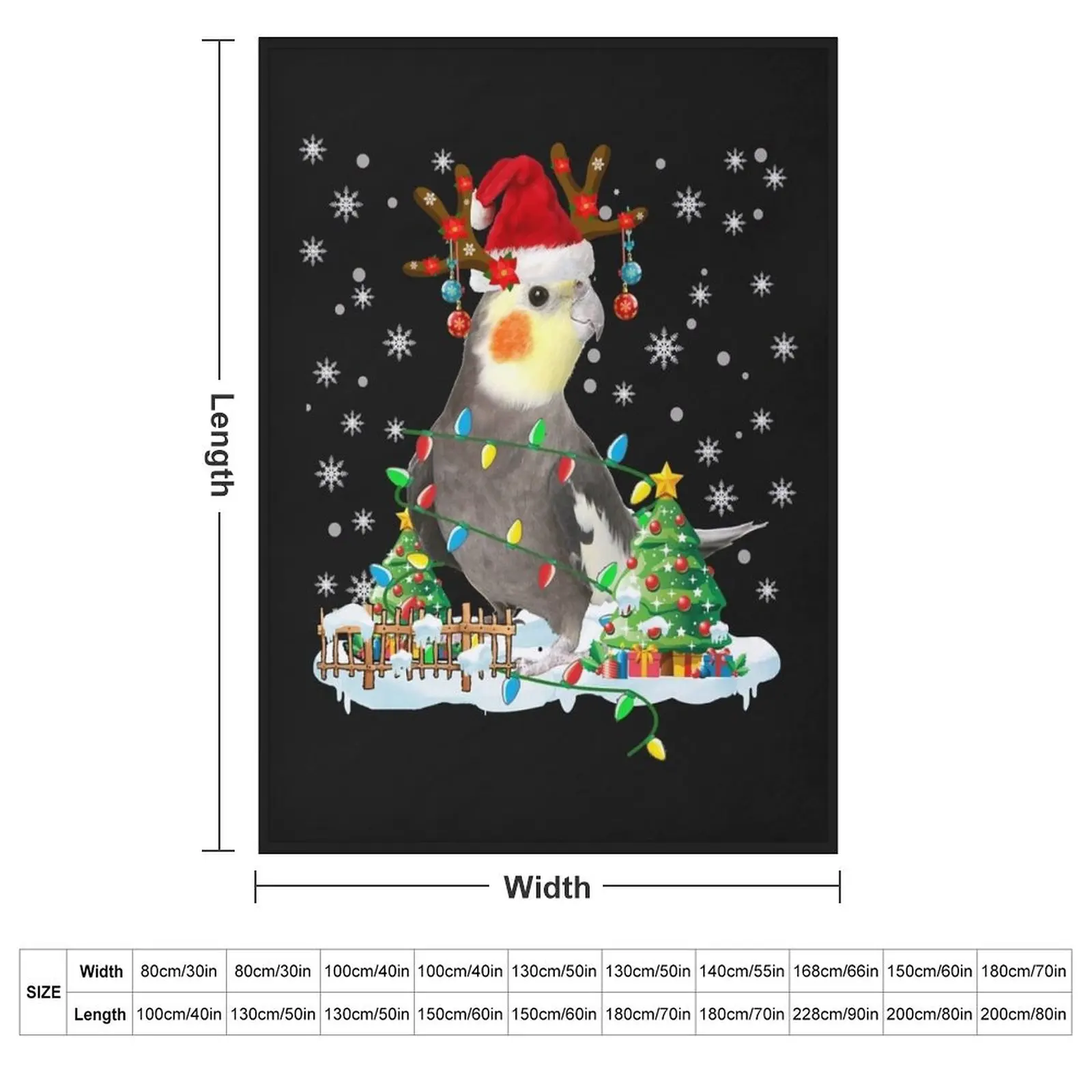Christmas Cockatiel Lover Santa Christmas Lights Long Sleeve T-Shirt. Throw Blanket warm winter Sofa Throw Large Custom Blankets