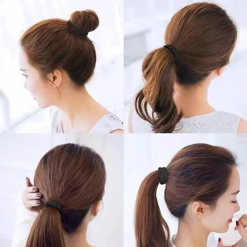 100 قطعة العصابات الشعر الأسود للنساء الفتيات هيرباند شريط مطاطي عالي المرونة العلاقات الشعر ذيل حصان حامل Scrunchies اكسسوارات #2