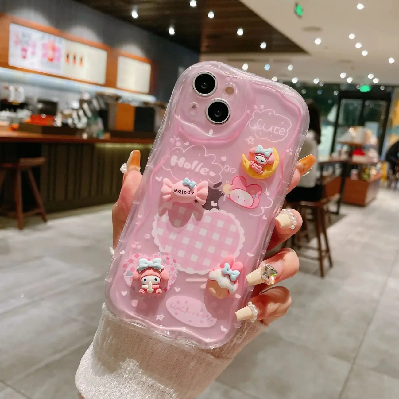 Y2k Hello Kitty My Melody With 3D Doll Bracelet Phone Case For Samsung Galaxy S25 S24 S23 S21FE Plus Ultra 4G 5G Wave Soft Cover