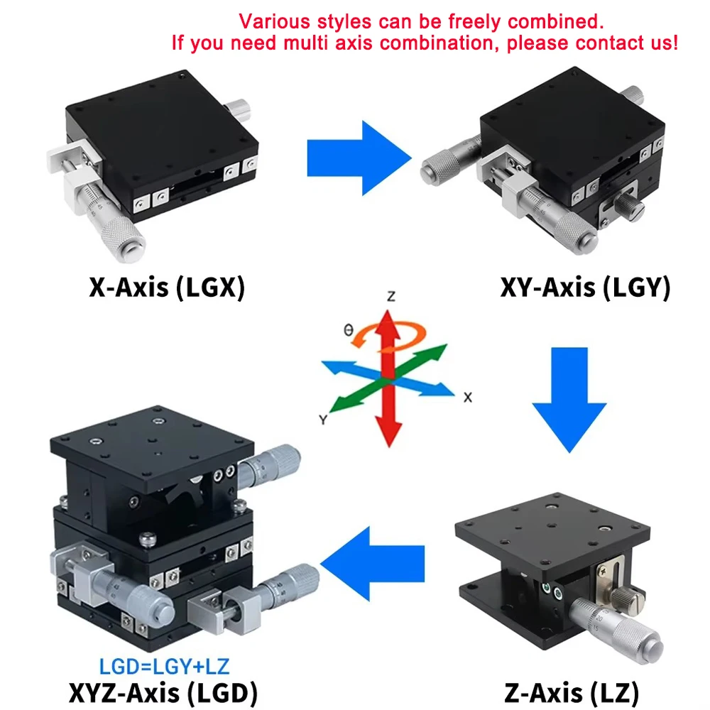 X Axis 40/60mm Mini Manual Optical Displacement Platform Micrometer Linear Guides High Precision Adjustable Sliding Stage LGX40