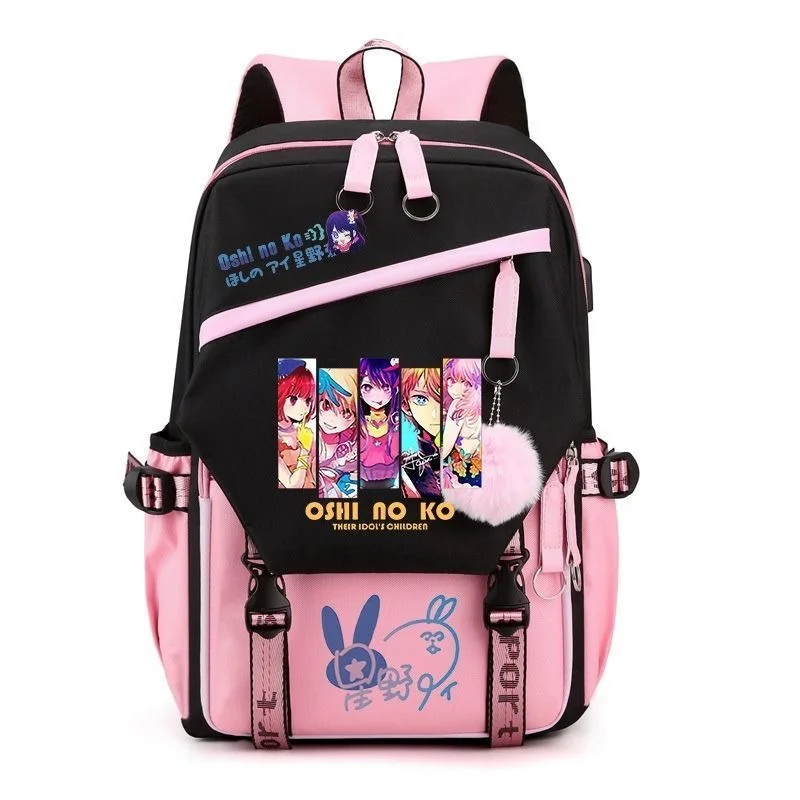 OSHI NO KO Mochila Dos Desenhos Animados, Mochila Adolescente, Meninas, Meninos, Porta de Carga USB, Ombro, Bolsa para Laptop, Ao ar livre, Viagem, Moda