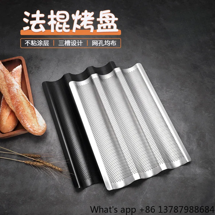 Baguette Baking Pan Baking Mould Long Non-Stick Baguette Mould 3 Slots Large Oven Household Baking Tools