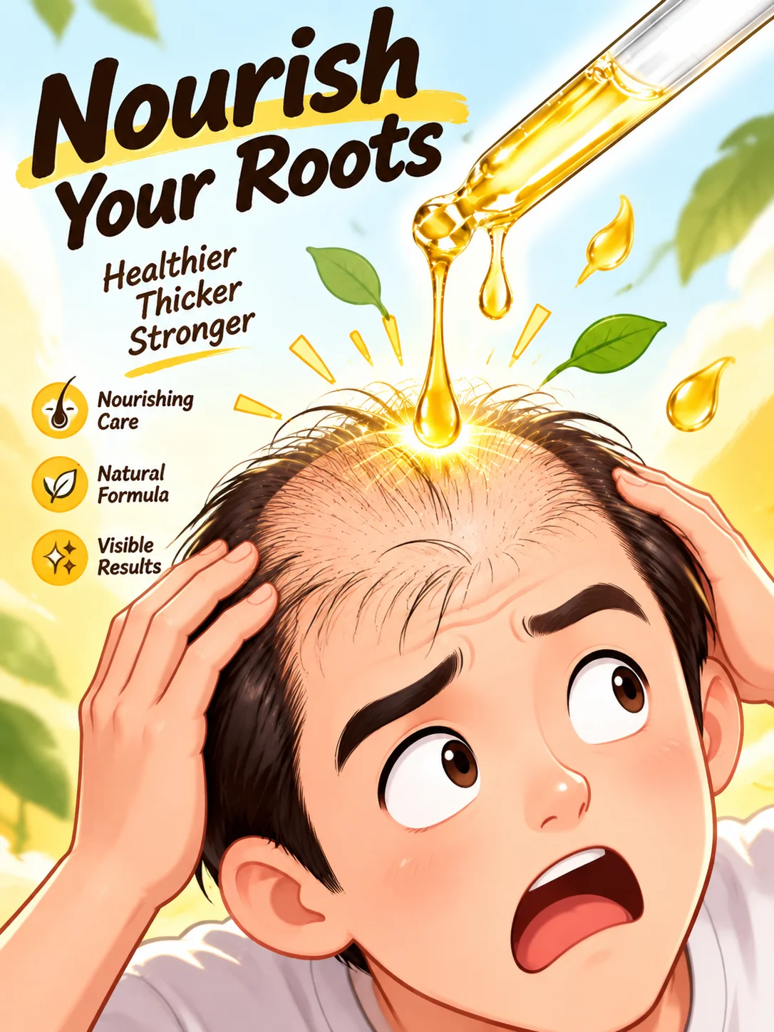 Hair Care Natural Ingredients - Premium Hair Oil Serum with Dropper,