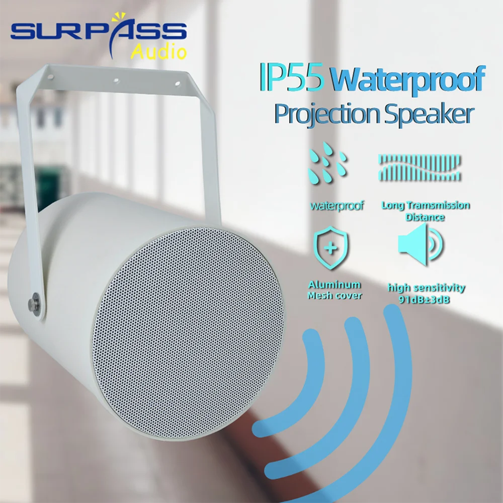 

100V Waterproof IP55 Wall Speaker 12W Outdoor PA Audio Player Loudspeaker Public Address Stereo System Wall-mounted Park School