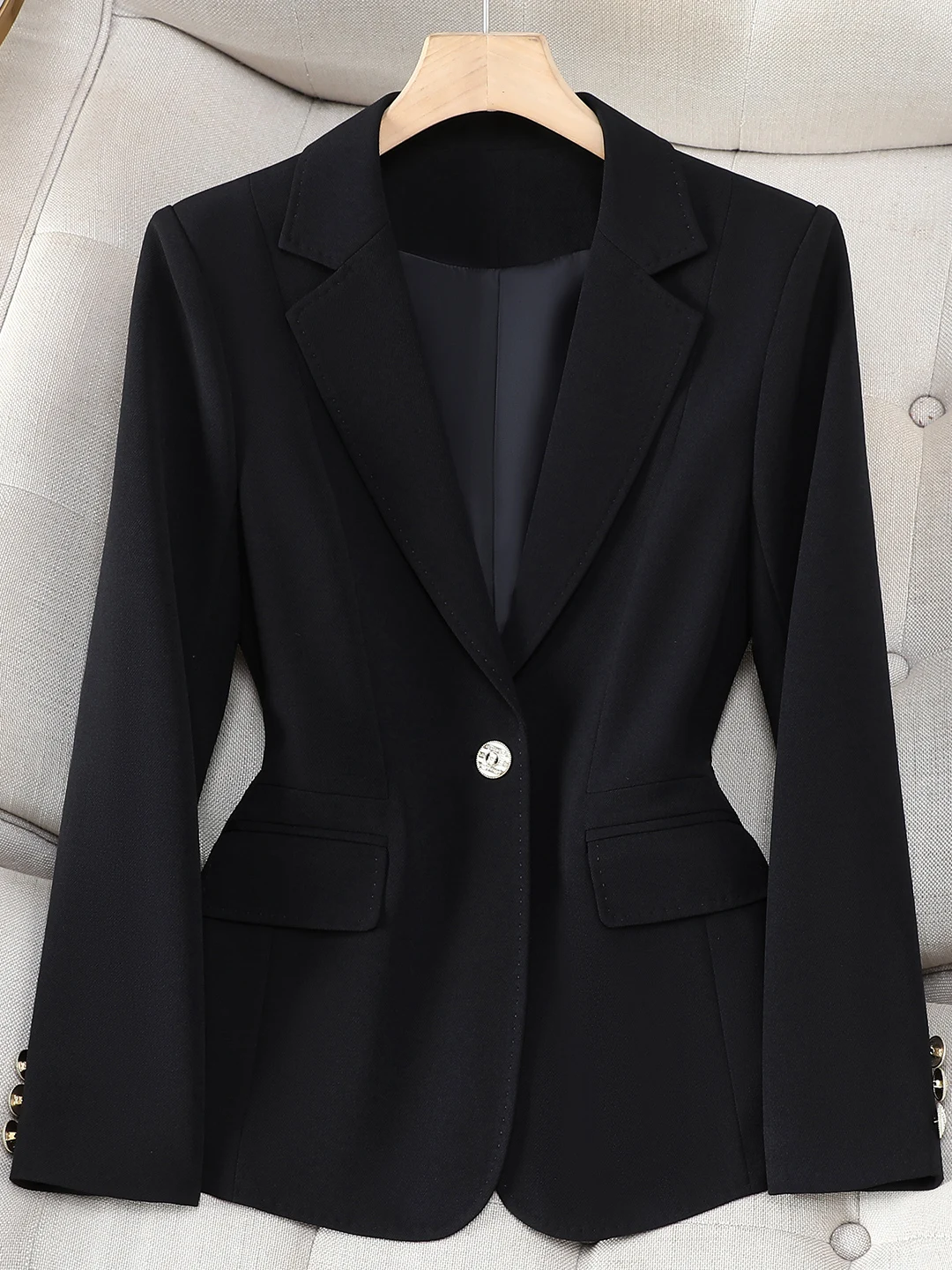 Casual Versatile Women's Suit Jacket Autumn Winter New Style High Quality Elegant Commute Wind Long Sleeve Single Button Closure