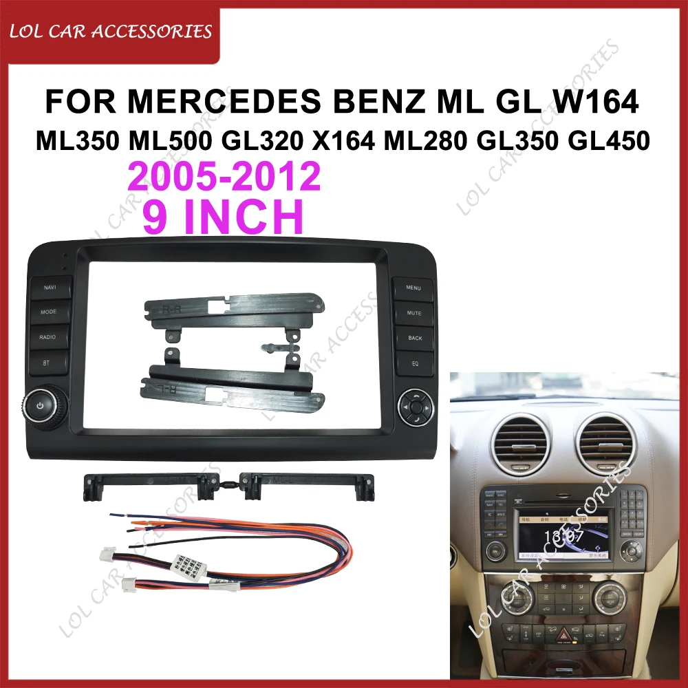 9 Inch For Mercedes Benz ML GL W164 ML350 2005-2012 Car Radio Stereo Android MP5 Player 2Din Head Unit Panel Frame Fascia Cover