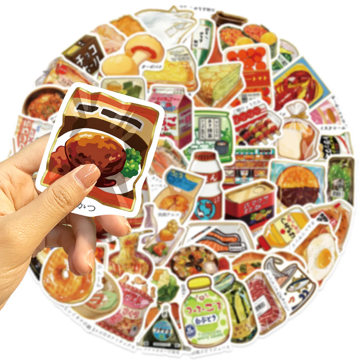 50 PCS Japanese Food Culture Japanese Cuisine Graffiti Stickers Decorate Fridge Lunch Box Cabinet Luggage Waterproof Decals