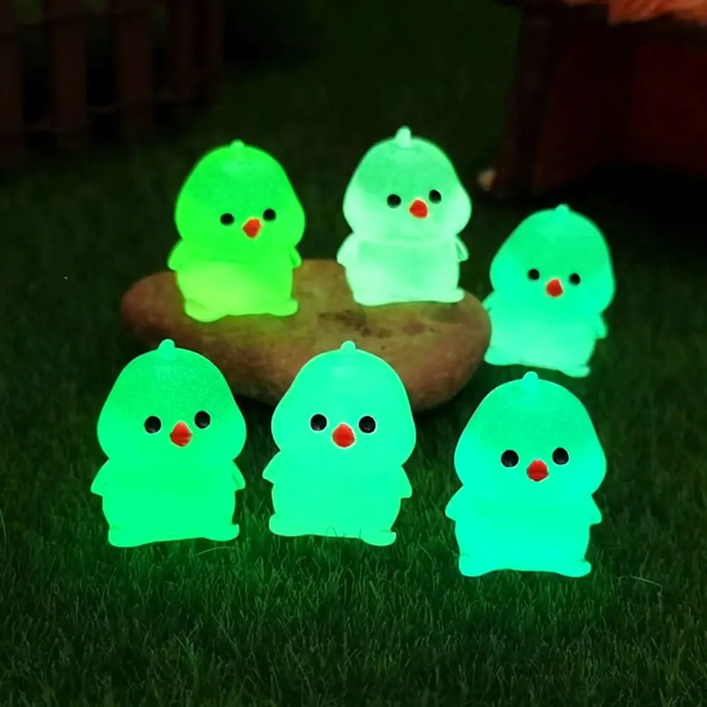 Cartoon Luminous Chick Figurines Glow in Dark Resin Crafts Chick Figurines Miniatures Cute DIY Mini Chick Statue
