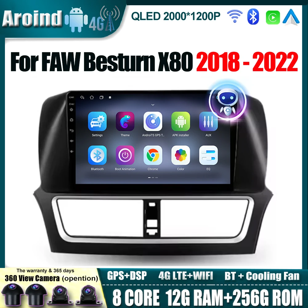 QLED BT WIFI 4G AM FM RDS لـ FAW Besturn X80 2018 - 2022 راديو السيارة الوسائط المتعددة مشغل فيديو الملاحة GPS أندرويد السيارات Carplay #1