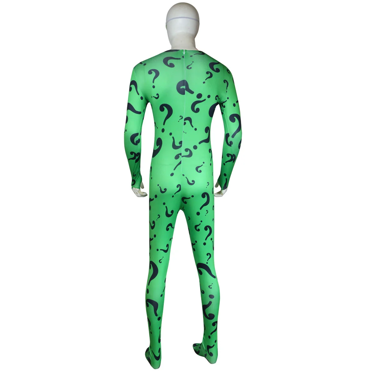 Adult Men Jumpsuit Mask Headgear Outfits Tights Edward Nygma for Riddler Performance Disguise WearRole Party Clothes Suit