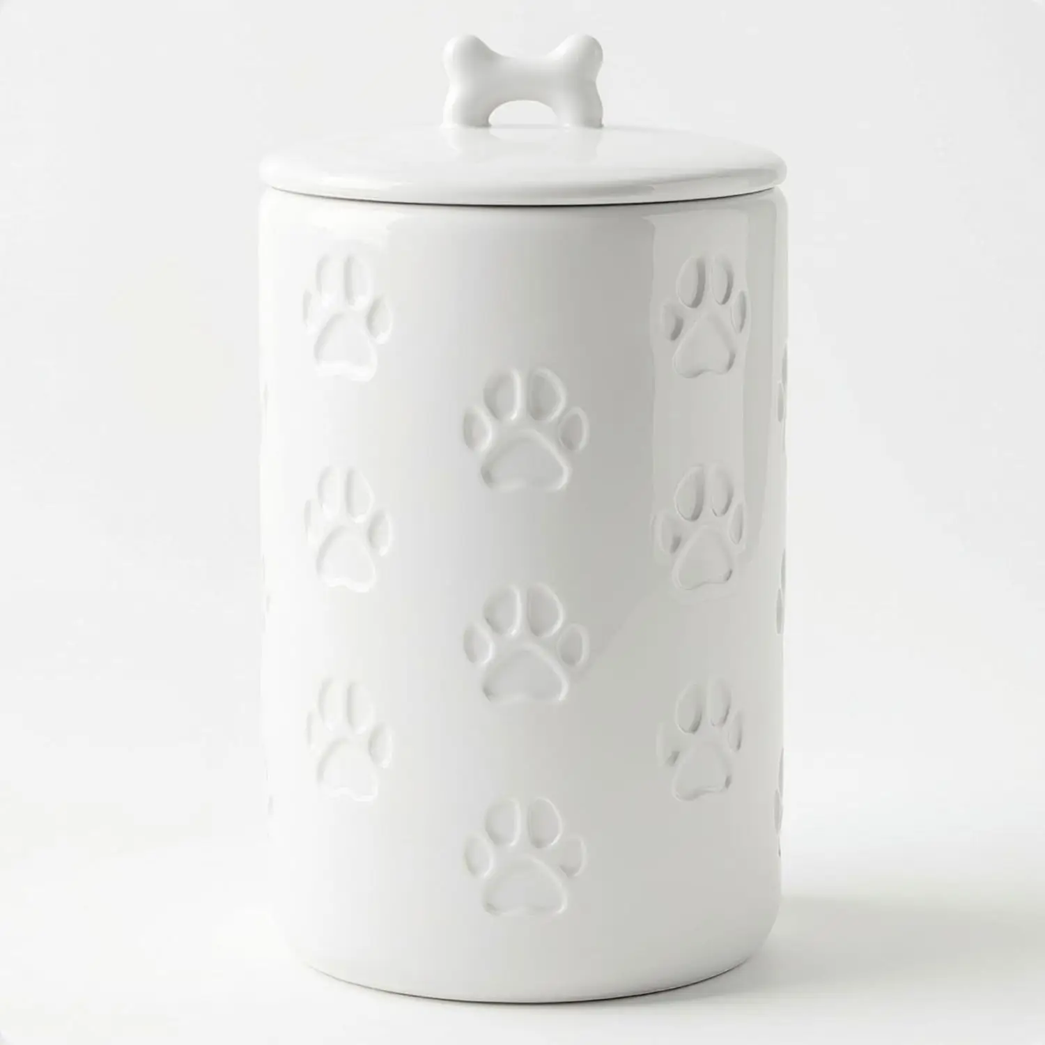 Airtight Dog Treat Jar, 5x9 Inch Ceramic Canister with Lid, 7 Cup Capacity for Kitchen Counter